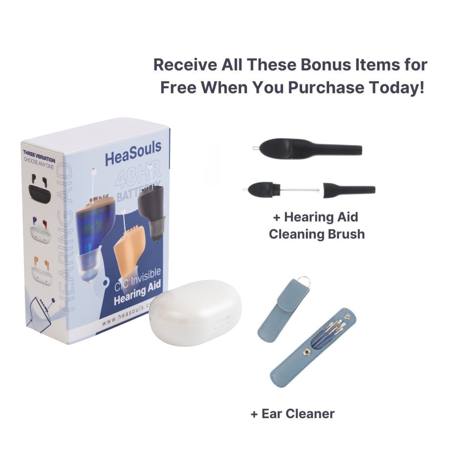 HeaSouls CIC Hearing Aids +  UV Sterilizer